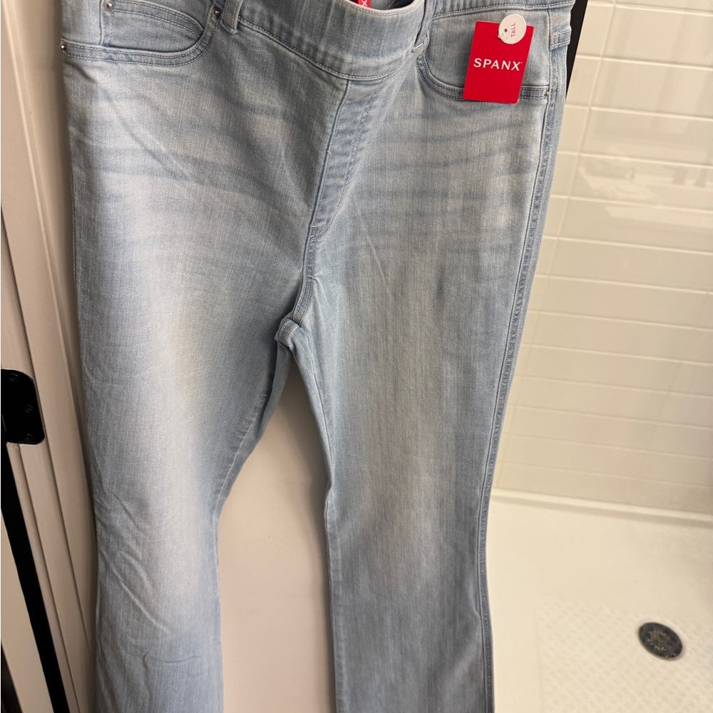 SPANX Light Blue Denim-Look Sculpting Leggings